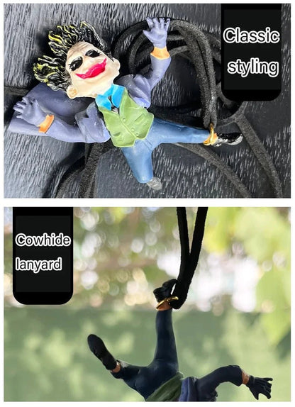 "Joker Car Resin Pendant – Creative Cartoon Rearview Mirror Accessory with Cowhide Rope, Christmas Gift 2024" - RELUX.STORE