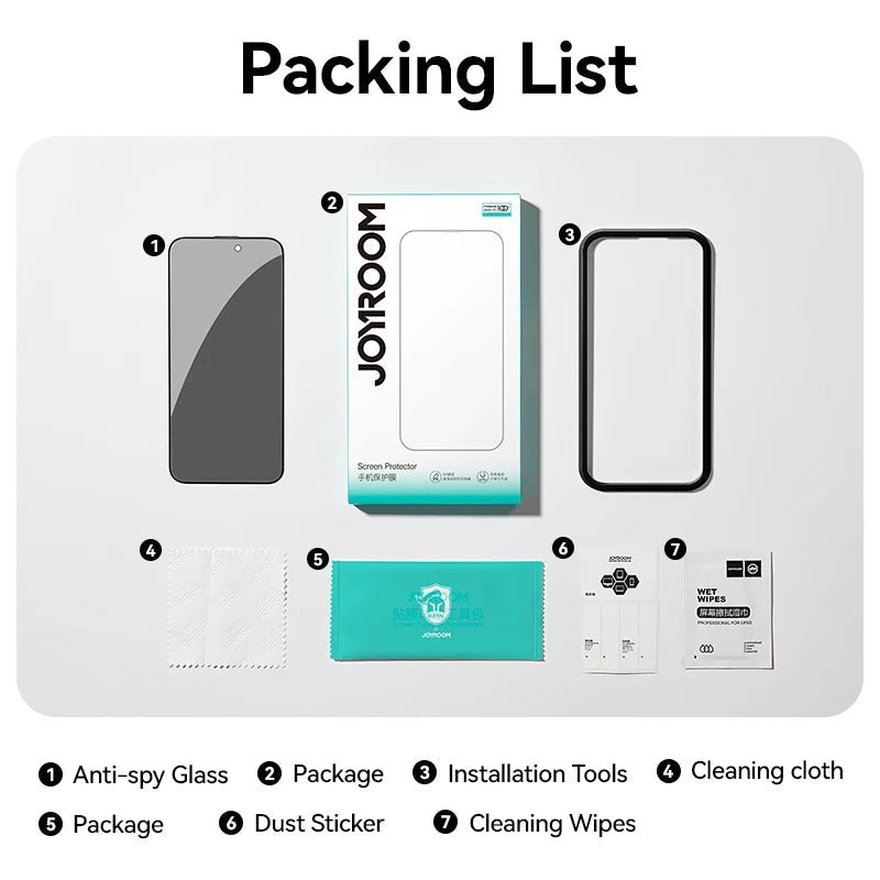 "Joyroom 1/2PCS Anti - Spy Privacy Screen Protector for iPhone 17 Pro Max / 17 Pro / 17 Air – Tempered Glass Film" - RELUX.STORE