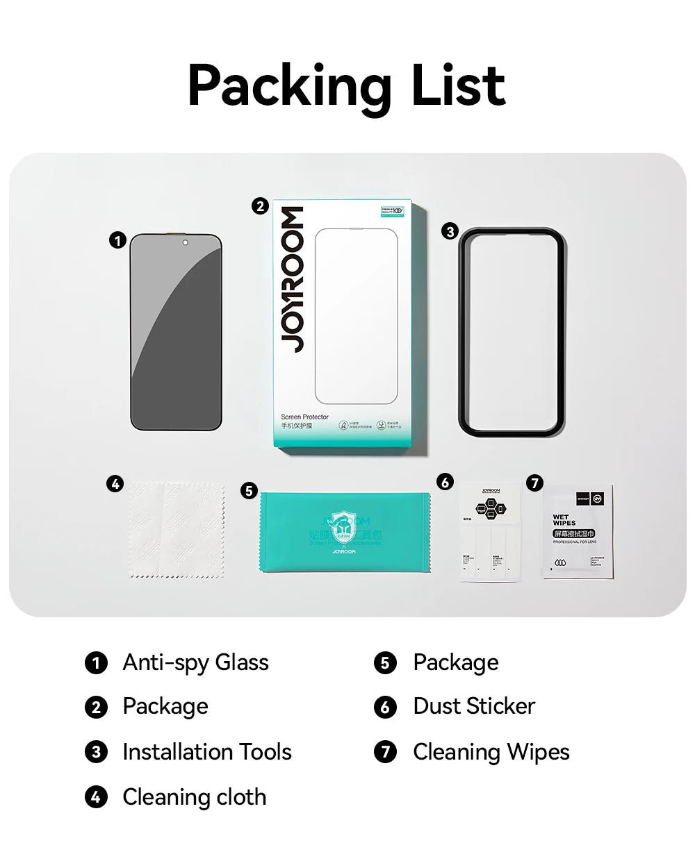 "Joyroom 1/2PCS Anti - Spy Privacy Screen Protector for iPhone 17 Pro Max / 17 Pro / 17 Air – Tempered Glass Film" - RELUX.STORE