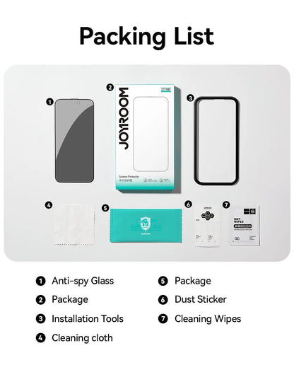 "Joyroom 1/2PCS Anti - Spy Privacy Screen Protector for iPhone 17 Pro Max / 17 Pro / 17 Air – Tempered Glass Film" - RELUX.STORE