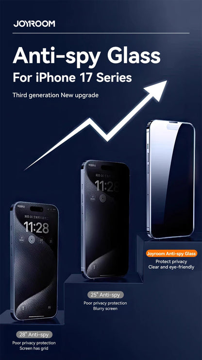 "Joyroom 1/2PCS Anti - Spy Privacy Screen Protector for iPhone 17 Pro Max / 17 Pro / 17 Air – Tempered Glass Film" - RELUX.STORE
