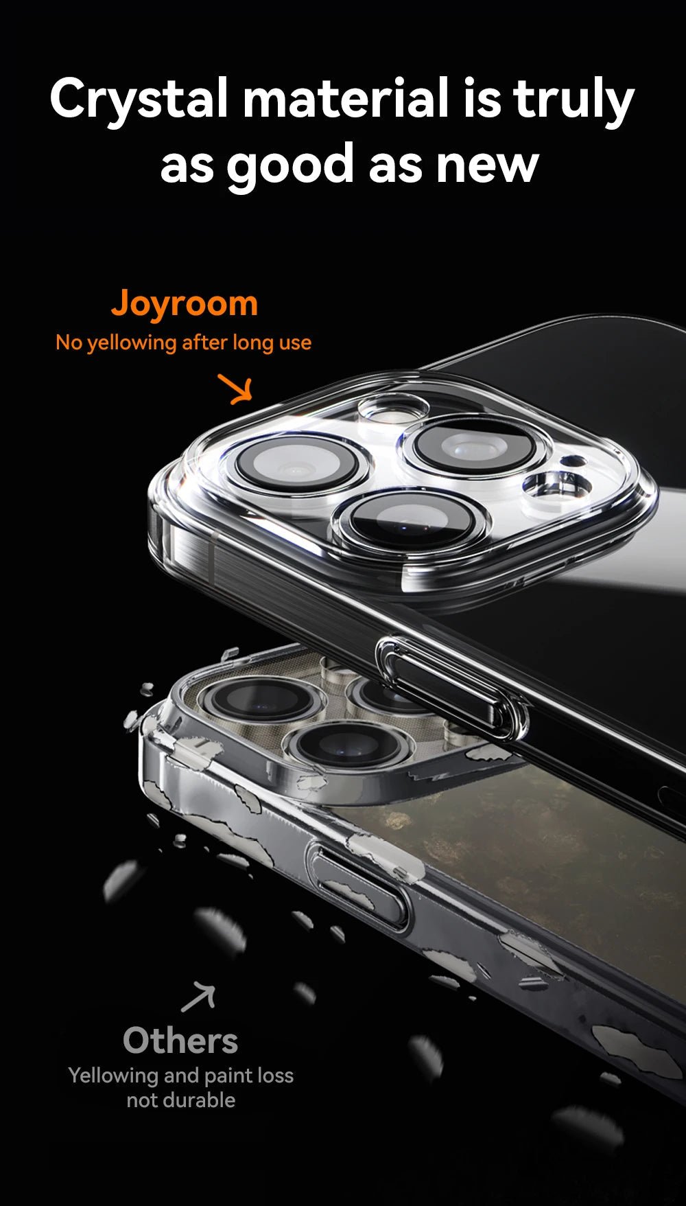 "Joyroom Crystal Clear Transparent Case for iPhone 17 Pro Max / 16 Pro – Shockproof with Lens Protection, No Yellowing Cover" - RELUX.STORE