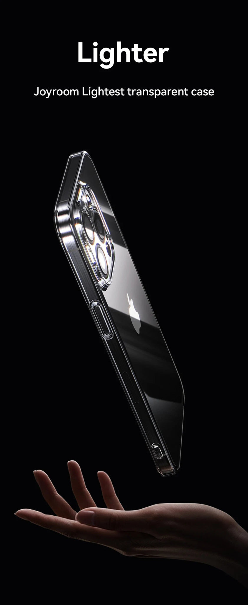 "Joyroom Crystal Clear Transparent Case for iPhone 17 Pro Max / 16 Pro – Shockproof with Lens Protection, No Yellowing Cover" - RELUX.STORE