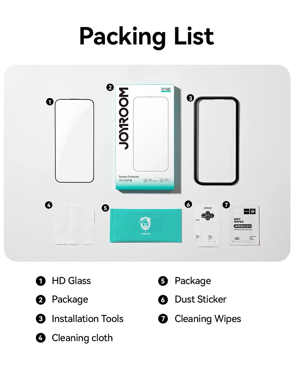 "Joyroom HD Tempered Glass Screen Protector for iPhone 17 / 17 Pro / 17 Pro Max / 17 Air – Full Coverage, Anti - Scratch, Anti - Fingerprint, Bubble - Free Installation" - RELUX.STORE