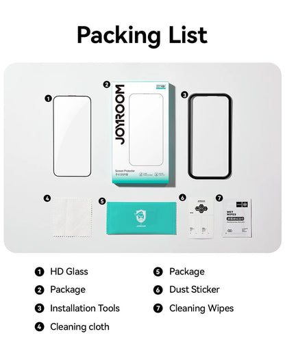 "Joyroom HD Tempered Glass Screen Protector for iPhone 17 / 17 Pro / 17 Pro Max / 17 Air – Full Coverage, Anti - Scratch, Anti - Fingerprint, Bubble - Free Installation" - RELUX.STORE