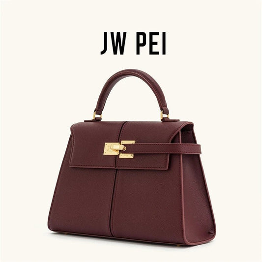 JW PEI Women's Handbag Elise Designer Fashion 2025 New Burgundy Handbag Large Square Crossbody Bag High - end Women's Bag - RELUX.STORE