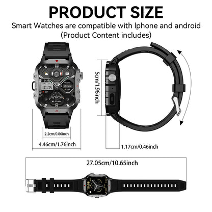 KESHUYOU Outdoor Sports Smart Watch 2.01 inch HD Screen LED Flashlight Bluetooth Talking Smart Watch for Men Women Holiday Gifts - RELUX.STORE