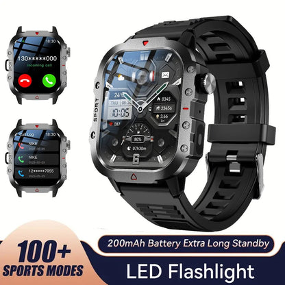 KESHUYOU Outdoor Sports Smart Watch 2.01 inch HD Screen LED Flashlight Bluetooth Talking Smart Watch for Men Women Holiday Gifts - RELUX.STORE