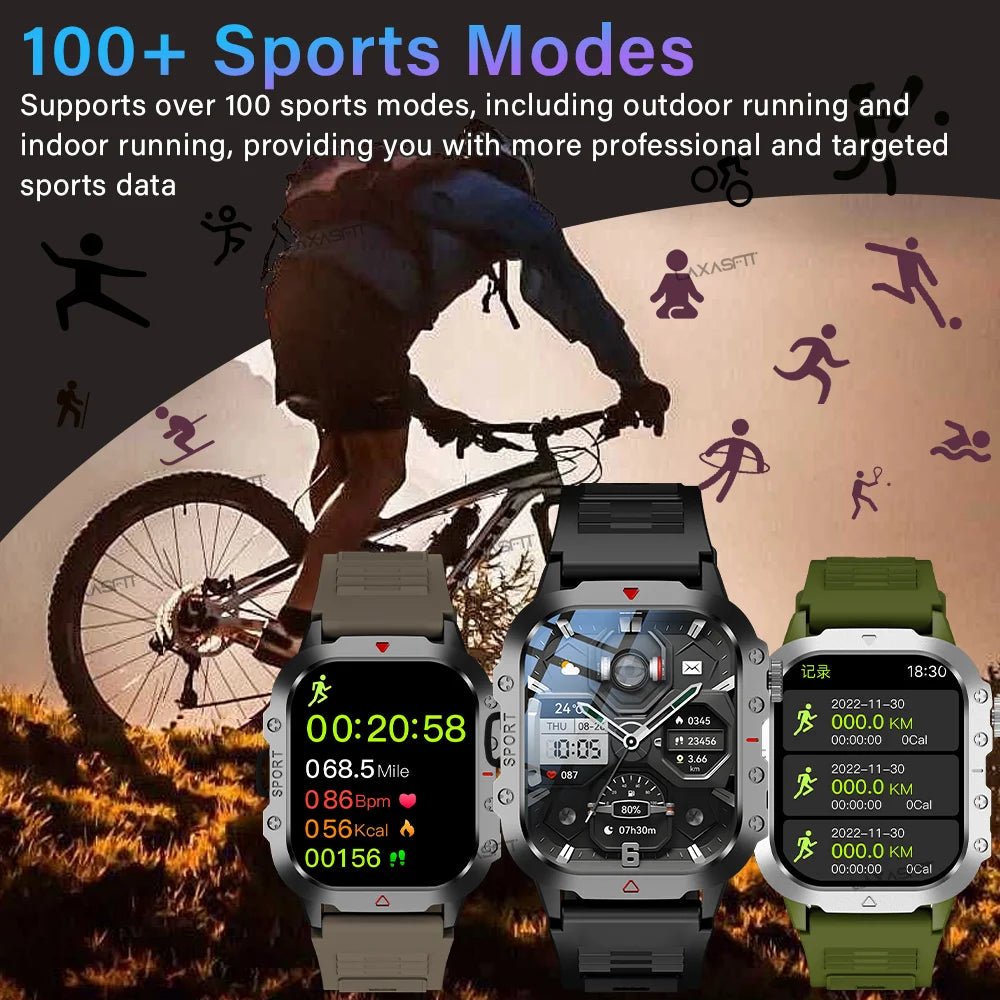 KESHUYOU Outdoor Sports Smart Watch 2.01 inch HD Screen LED Flashlight Bluetooth Talking Smart Watch for Men Women Holiday Gifts - RELUX.STORE