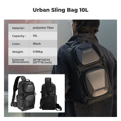 K&F Concept 10L Camera Sling Bag – Hardshell Crossbody Backpack for DSLR & Mirrorless Cameras | Compatible with Sony, Canon, Nikon - RELUX.STORE