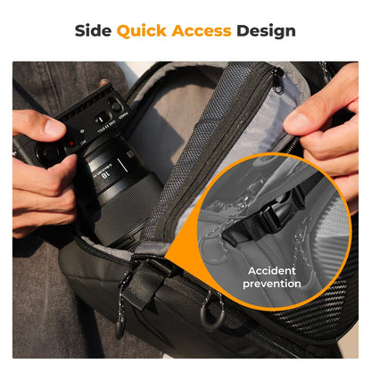 K&F Concept 10L Camera Sling Bag – Hardshell Crossbody Backpack for DSLR & Mirrorless Cameras | Compatible with Sony, Canon, Nikon - RELUX.STORE