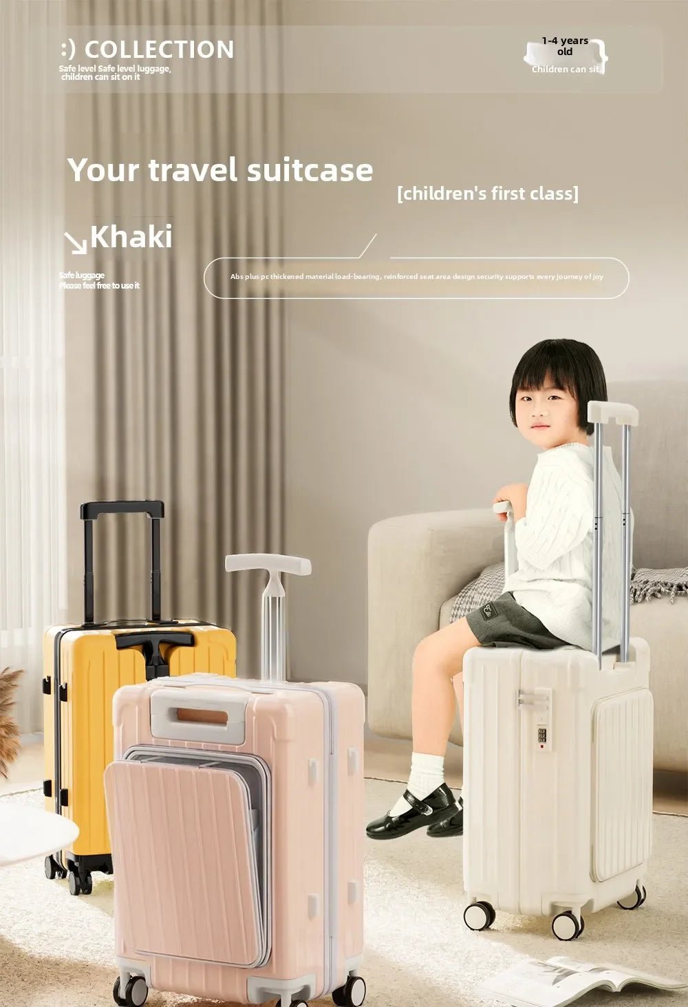 Kid Suitcase Front Opening Boarding Case Laptop Trolley Case Luggage with Spinner Wheels Carry on Luggage for Travel - RELUX.STOREKid Suitcase Front Opening Boarding Case Laptop Trolley Case Luggage with Spinner Wheels Carry on Luggage for Travel