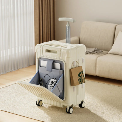 Kid Suitcase Front Opening Boarding Case Laptop Trolley Case Luggage with Spinner Wheels Carry on Luggage for Travel - RELUX.STOREKid Suitcase Front Opening Boarding Case Laptop Trolley Case Luggage with Spinner Wheels Carry on Luggage for Travel