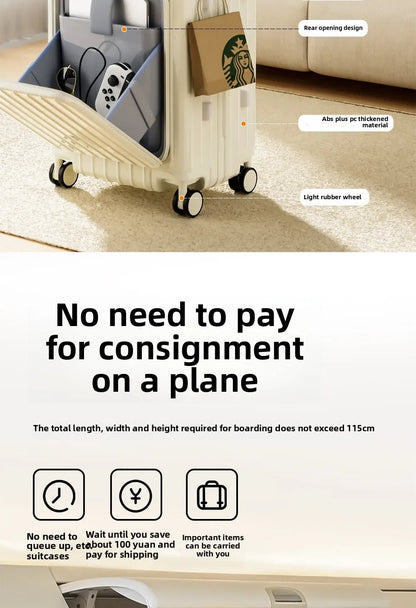 Kid Suitcase Front Opening Boarding Case Laptop Trolley Case Luggage with Spinner Wheels Carry on Luggage for Travel - RELUX.STOREKid Suitcase Front Opening Boarding Case Laptop Trolley Case Luggage with Spinner Wheels Carry on Luggage for Travel