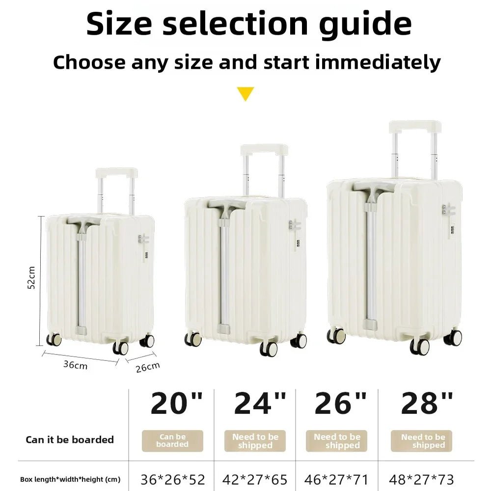 Kid Suitcase Front Opening Boarding Case Laptop Trolley Case Luggage with Spinner Wheels Carry on Luggage for Travel - RELUX.STOREKid Suitcase Front Opening Boarding Case Laptop Trolley Case Luggage with Spinner Wheels Carry on Luggage for Travel