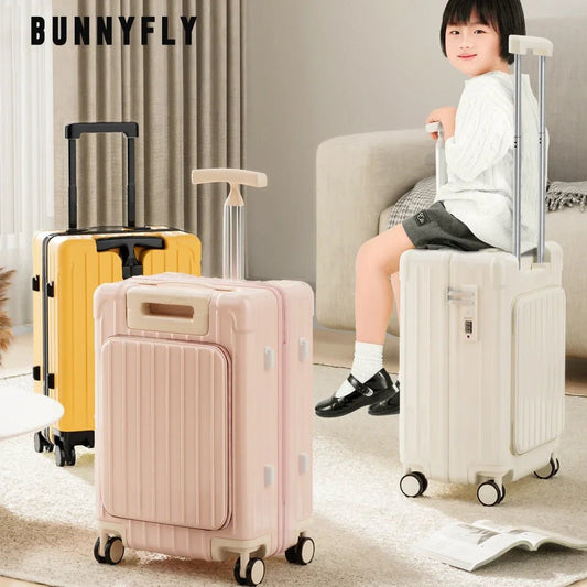 Kid Suitcase Front Opening Boarding Case Laptop Trolley Case Luggage with Spinner Wheels Carry on Luggage for Travel - RELUX.STOREKid Suitcase Front Opening Boarding Case Laptop Trolley Case Luggage with Spinner Wheels Carry on Luggage for Travel