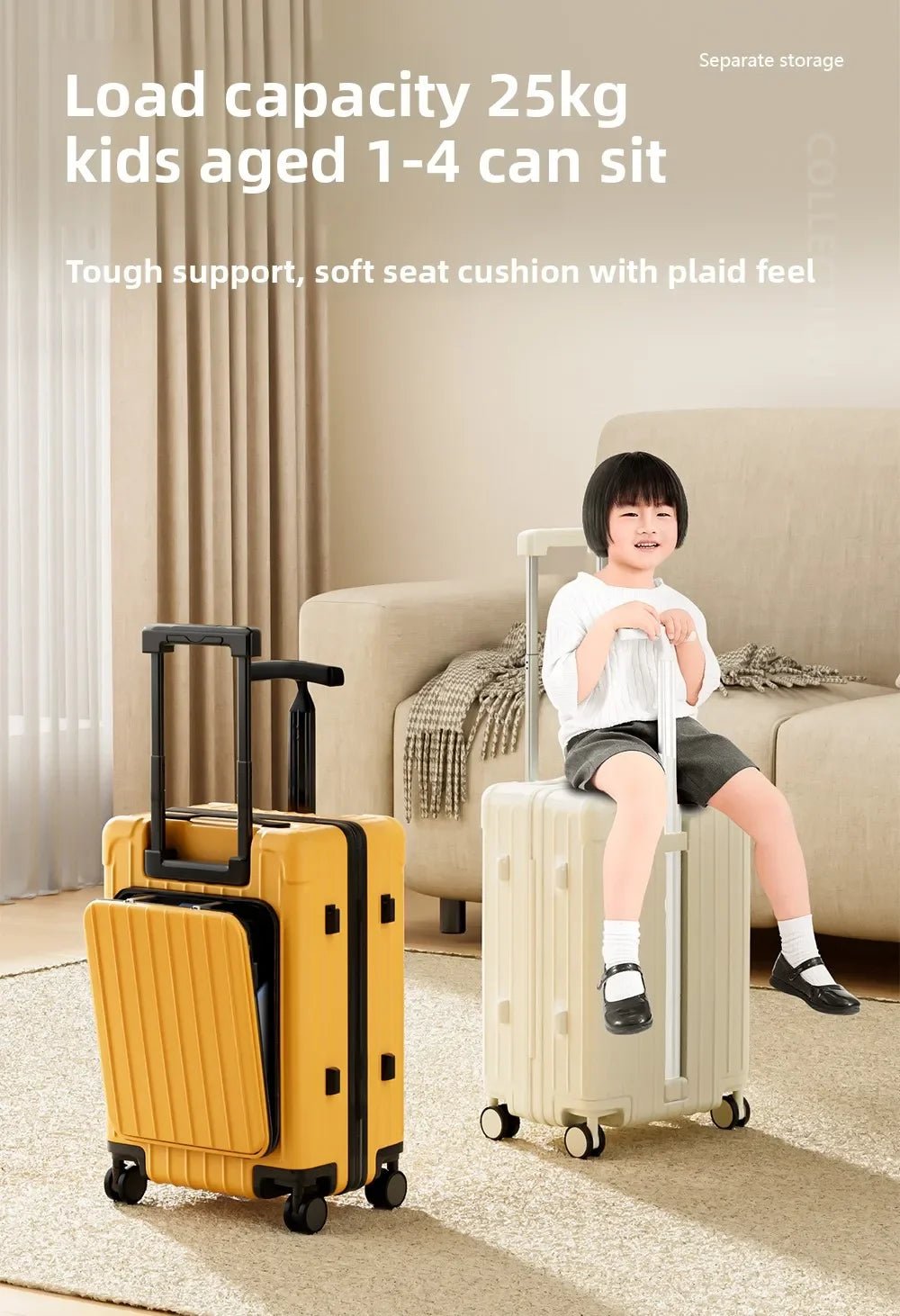 Kid Suitcase Front Opening Boarding Case Laptop Trolley Case Luggage with Spinner Wheels Carry on Luggage for Travel - RELUX.STOREKid Suitcase Front Opening Boarding Case Laptop Trolley Case Luggage with Spinner Wheels Carry on Luggage for Travel