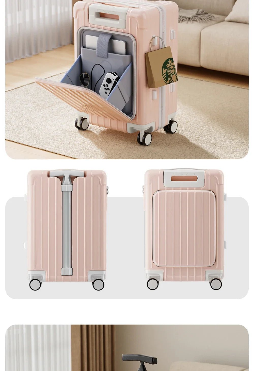Kid Suitcase Front Opening Boarding Case Laptop Trolley Case Luggage with Spinner Wheels Carry on Luggage for Travel - RELUX.STOREKid Suitcase Front Opening Boarding Case Laptop Trolley Case Luggage with Spinner Wheels Carry on Luggage for Travel