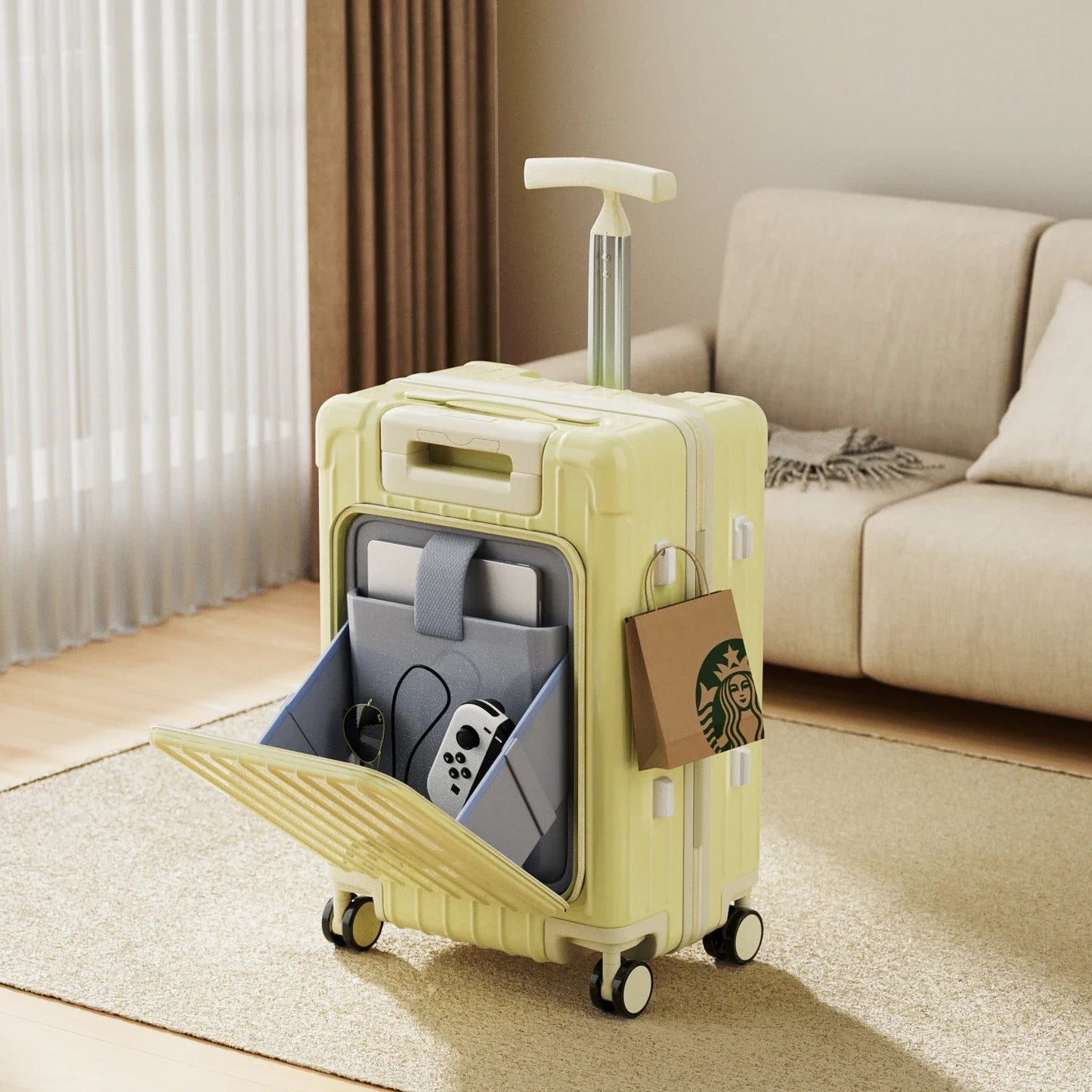 Kid Suitcase Front Opening Boarding Case Laptop Trolley Case Luggage with Spinner Wheels Carry on Luggage for Travel - RELUX.STOREKid Suitcase Front Opening Boarding Case Laptop Trolley Case Luggage with Spinner Wheels Carry on Luggage for Travel