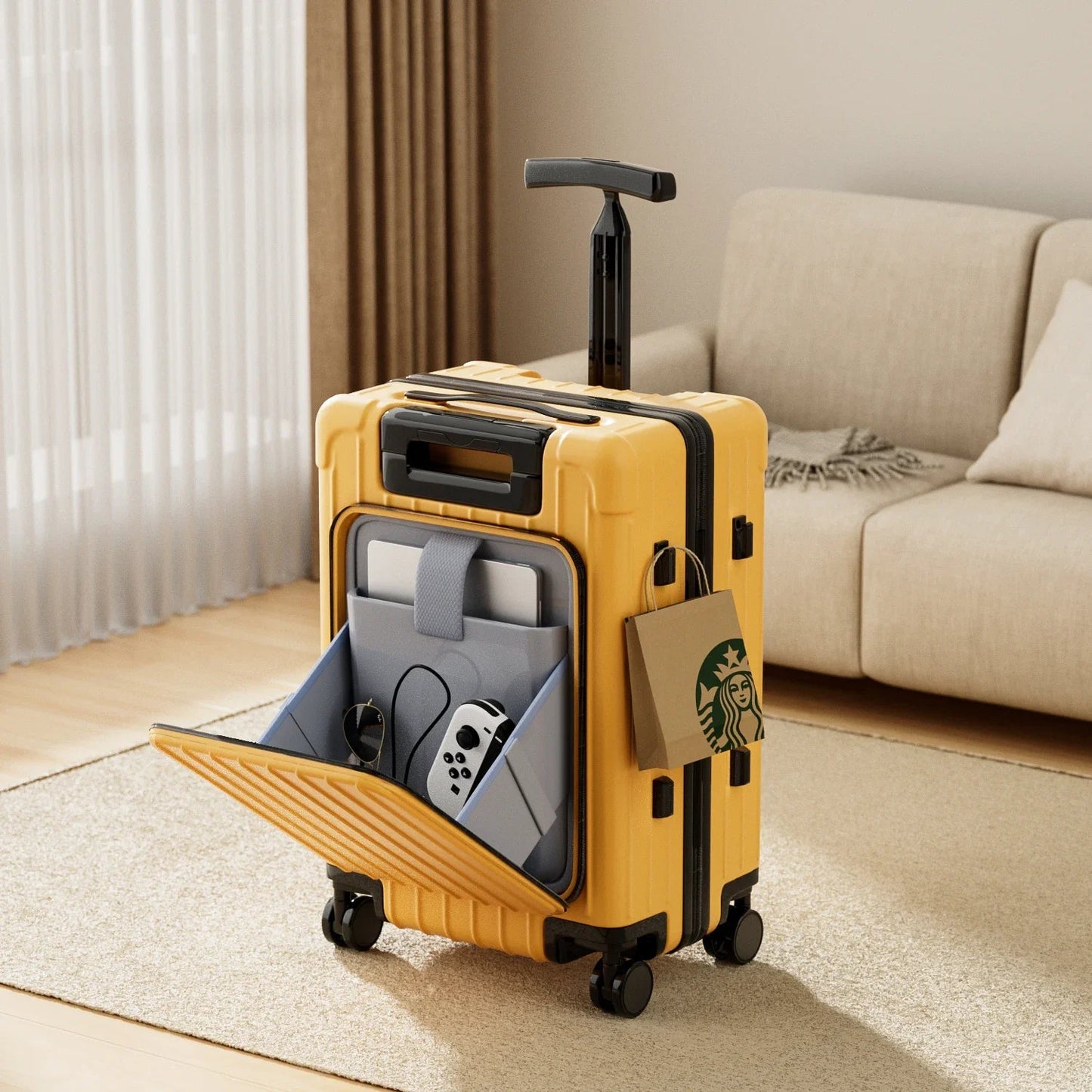 Kid Suitcase Front Opening Boarding Case Laptop Trolley Case Luggage with Spinner Wheels Carry on Luggage for Travel - RELUX.STOREKid Suitcase Front Opening Boarding Case Laptop Trolley Case Luggage with Spinner Wheels Carry on Luggage for Travel