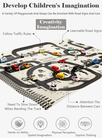 “Kids Road Map Carpet – 130x100CM Parking Lot & 83x58CM City Traffic Play Mat, Educational Toy for Boys & Girls, Crawling & Learning Games” - RELUX.STORE