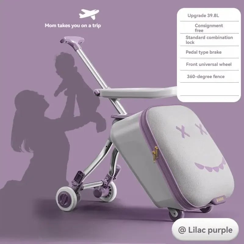 Kids' Travel Trolley Suitcase Mountable on Plane with Spinner Wheels Luggage Ride and Walk The Baby's Suitcase Folding Stroller - RELUX.STOREKids' Travel Trolley Suitcase Mountable on Plane with Spinner Wheels Luggage Ride and Walk The Baby's Suitcase Folding Stroller