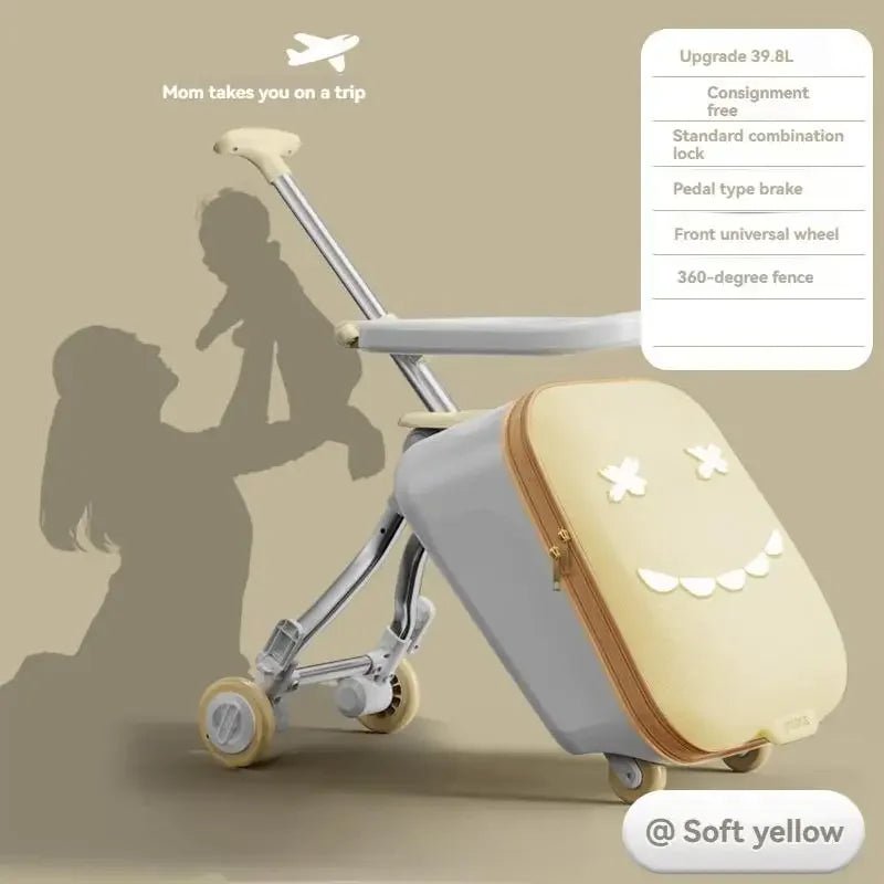 Kids' Travel Trolley Suitcase Mountable on Plane with Spinner Wheels Luggage Ride and Walk The Baby's Suitcase Folding Stroller - RELUX.STOREKids' Travel Trolley Suitcase Mountable on Plane with Spinner Wheels Luggage Ride and Walk The Baby's Suitcase Folding Stroller