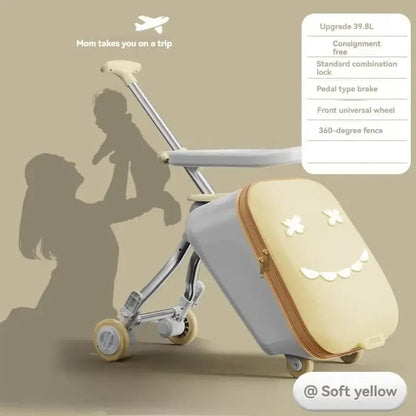 Kids' Travel Trolley Suitcase Mountable on Plane with Spinner Wheels Luggage Ride and Walk The Baby's Suitcase Folding Stroller - RELUX.STOREKids' Travel Trolley Suitcase Mountable on Plane with Spinner Wheels Luggage Ride and Walk The Baby's Suitcase Folding Stroller