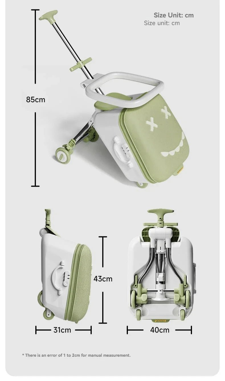 Kids' Travel Trolley Suitcase Mountable on Plane with Spinner Wheels Luggage Ride and Walk The Baby's Suitcase Folding Stroller - RELUX.STOREKids' Travel Trolley Suitcase Mountable on Plane with Spinner Wheels Luggage Ride and Walk The Baby's Suitcase Folding Stroller