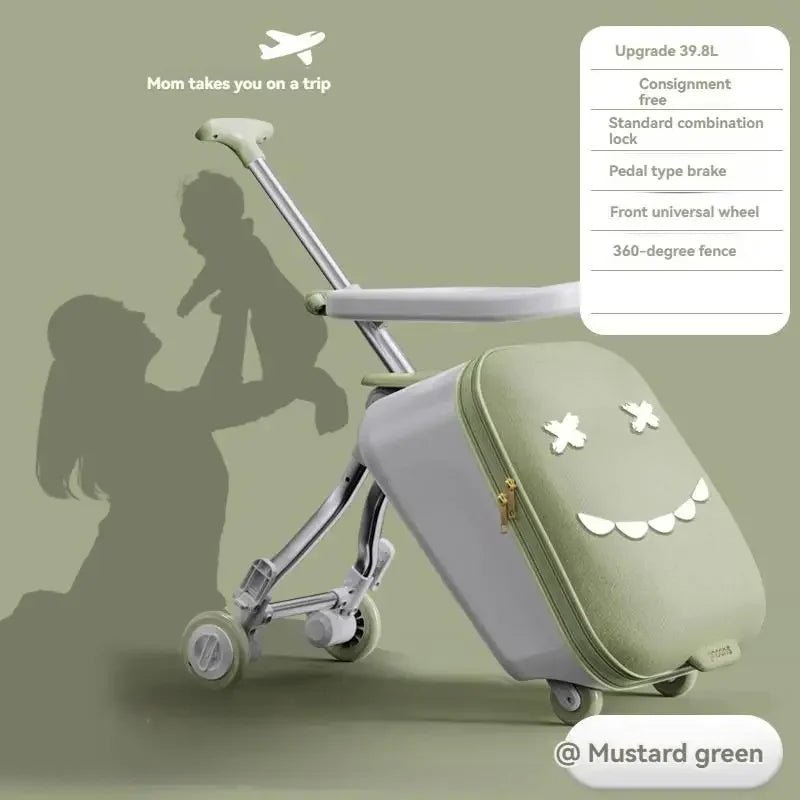 Kids' Travel Trolley Suitcase Mountable on Plane with Spinner Wheels Luggage Ride and Walk The Baby's Suitcase Folding Stroller - RELUX.STOREKids' Travel Trolley Suitcase Mountable on Plane with Spinner Wheels Luggage Ride and Walk The Baby's Suitcase Folding Stroller