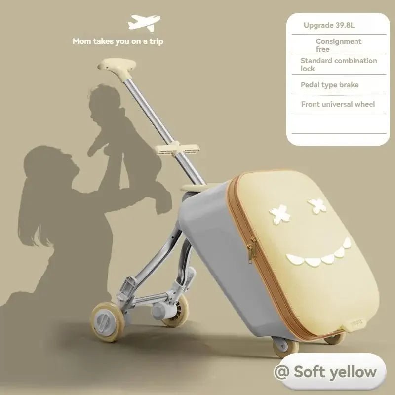Kids' Travel Trolley Suitcase Mountable on Plane with Spinner Wheels Luggage Ride and Walk The Baby's Suitcase Folding Stroller - RELUX.STOREKids' Travel Trolley Suitcase Mountable on Plane with Spinner Wheels Luggage Ride and Walk The Baby's Suitcase Folding Stroller