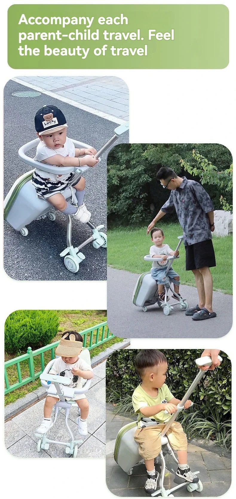 Kids' Travel Trolley Suitcase Mountable on Plane with Spinner Wheels Luggage Ride and Walk The Baby's Suitcase Folding Stroller - RELUX.STOREKids' Travel Trolley Suitcase Mountable on Plane with Spinner Wheels Luggage Ride and Walk The Baby's Suitcase Folding Stroller
