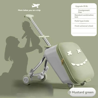 Kids' Travel Trolley Suitcase Mountable on Plane with Spinner Wheels Luggage Ride and Walk The Baby's Suitcase Folding Stroller - RELUX.STOREKids' Travel Trolley Suitcase Mountable on Plane with Spinner Wheels Luggage Ride and Walk The Baby's Suitcase Folding Stroller