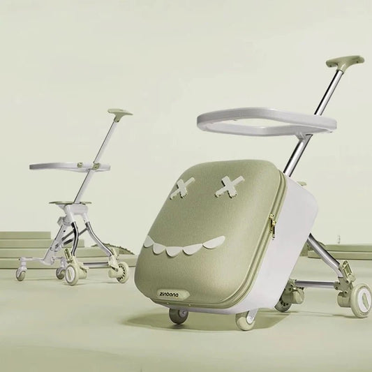 Kids' Travel Trolley Suitcase Mountable on Plane with Spinner Wheels Luggage Ride and Walk The Baby's Suitcase Folding Stroller - RELUX.STOREKids' Travel Trolley Suitcase Mountable on Plane with Spinner Wheels Luggage Ride and Walk The Baby's Suitcase Folding Stroller