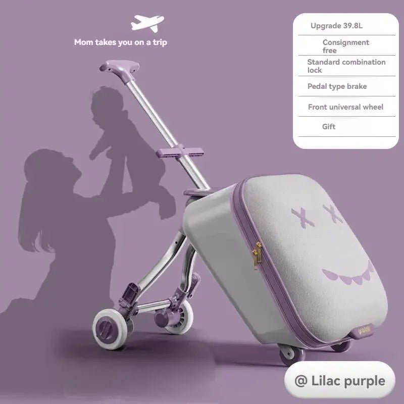 Kids' Travel Trolley Suitcase Mountable on Plane with Spinner Wheels Luggage Ride and Walk The Baby's Suitcase Folding Stroller - RELUX.STOREKids' Travel Trolley Suitcase Mountable on Plane with Spinner Wheels Luggage Ride and Walk The Baby's Suitcase Folding Stroller
