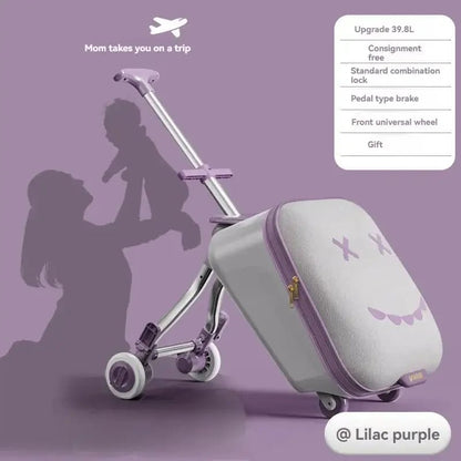 Kids' Travel Trolley Suitcase Mountable on Plane with Spinner Wheels Luggage Ride and Walk The Baby's Suitcase Folding Stroller - RELUX.STOREKids' Travel Trolley Suitcase Mountable on Plane with Spinner Wheels Luggage Ride and Walk The Baby's Suitcase Folding Stroller