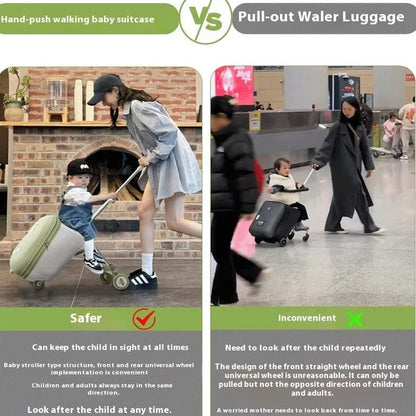 Kids' Travel Trolley Suitcase Mountable on Plane with Spinner Wheels Luggage Ride and Walk The Baby's Suitcase Folding Stroller - RELUX.STOREKids' Travel Trolley Suitcase Mountable on Plane with Spinner Wheels Luggage Ride and Walk The Baby's Suitcase Folding Stroller