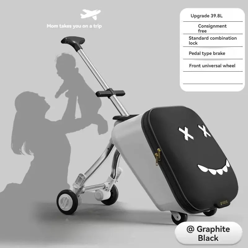 Kids' Travel Trolley Suitcase Mountable on Plane with Spinner Wheels Luggage Ride and Walk The Baby's Suitcase Folding Stroller - RELUX.STOREKids' Travel Trolley Suitcase Mountable on Plane with Spinner Wheels Luggage Ride and Walk The Baby's Suitcase Folding Stroller