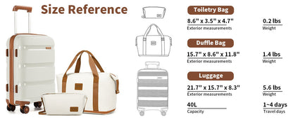 Kono Luggage Sets 3 Piece Hard Shell Travel Trolley 4 Spinner Wheels Lightweight Polypropylene Suitcase with TSA Lock - RELUX.STOREKono Luggage Sets 3 Piece Hard Shell Travel Trolley 4 Spinner Wheels Lightweight Polypropylene Suitcase with TSA Lock