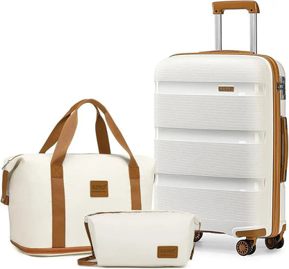 Kono Luggage Sets 3 Piece Hard Shell Travel Trolley 4 Spinner Wheels Lightweight Polypropylene Suitcase with TSA Lock - RELUX.STOREKono Luggage Sets 3 Piece Hard Shell Travel Trolley 4 Spinner Wheels Lightweight Polypropylene Suitcase with TSA Lock
