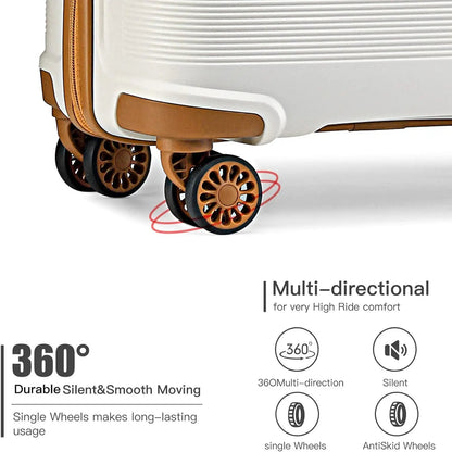 Kono Luggage Sets 3 Piece Hard Shell Travel Trolley 4 Spinner Wheels Lightweight Polypropylene Suitcase with TSA Lock - RELUX.STOREKono Luggage Sets 3 Piece Hard Shell Travel Trolley 4 Spinner Wheels Lightweight Polypropylene Suitcase with TSA Lock