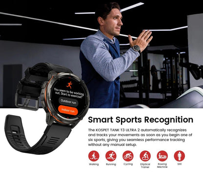 KOSPET TANK T3 Ultra 2 GPS Smart Watch For Men Smartwatch Compass Altimeter Barometric 5ATM IP69K Waterproof AMOLED Mens Watches - RELUX.STORE