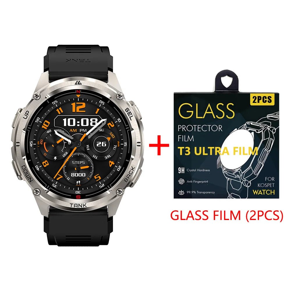 KOSPET TANK T3 Ultra 2 GPS Smart Watch For Men Smartwatch Compass Altimeter Barometric 5ATM IP69K Waterproof AMOLED Mens Watches - RELUX.STORE