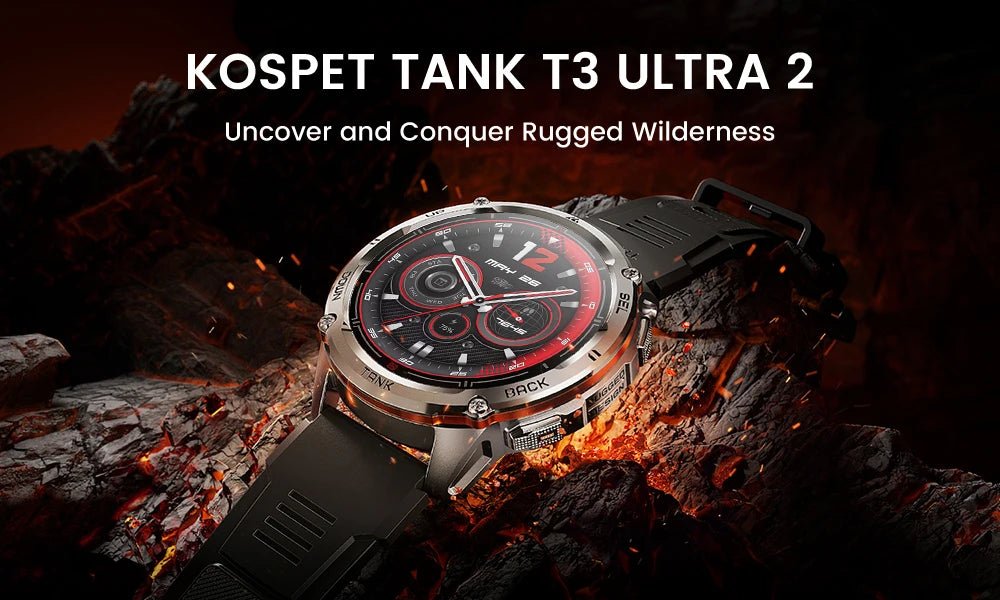 KOSPET TANK T3 Ultra 2 GPS Smart Watch For Men Smartwatch Compass Altimeter Barometric 5ATM IP69K Waterproof AMOLED Mens Watches - RELUX.STORE