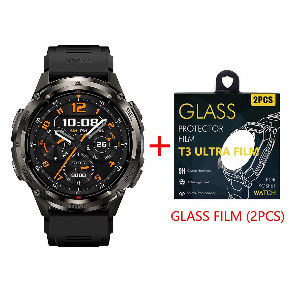 KOSPET TANK T3 Ultra 2 GPS Smart Watch For Men Smartwatch Compass Altimeter Barometric 5ATM IP69K Waterproof AMOLED Mens Watches - RELUX.STORE