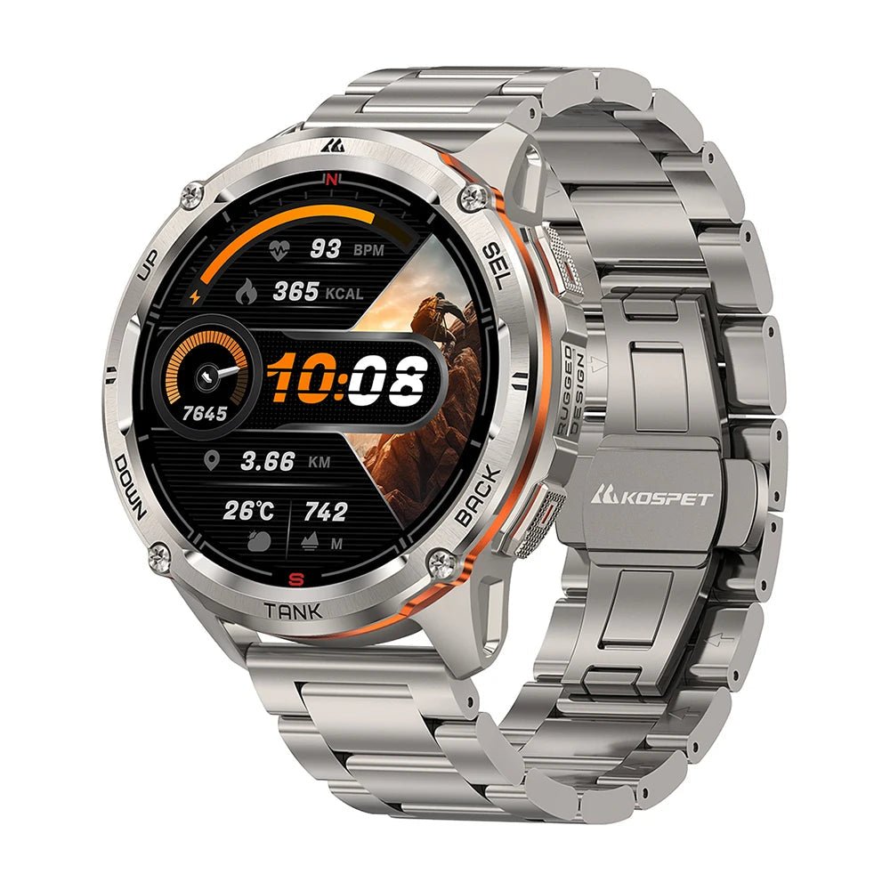 KOSPET TANK T3 Ultra 2 GPS Smart Watch For Men Smartwatch Compass Altimeter Barometric 5ATM IP69K Waterproof AMOLED Mens Watches - RELUX.STORE