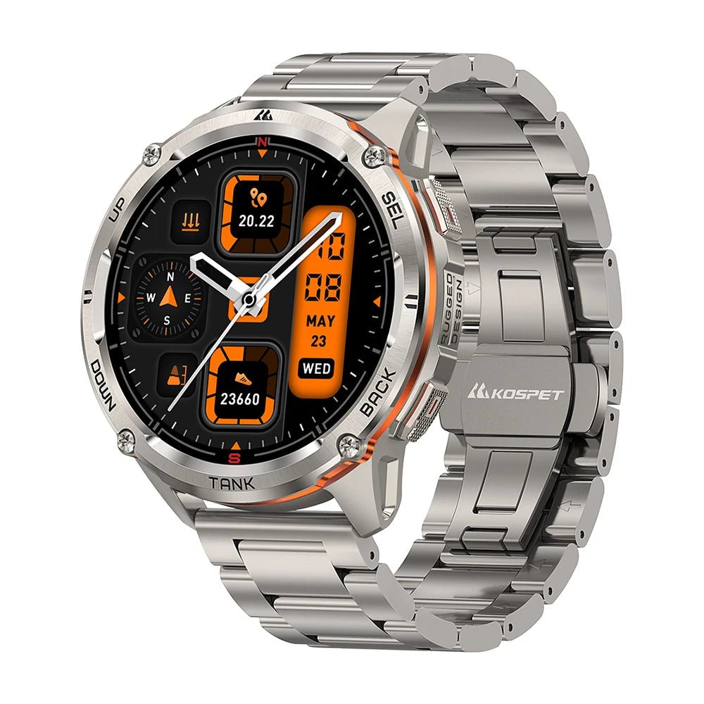 KOSPET TANK T3 Ultra 2 GPS Smart Watch For Men Smartwatch Compass Altimeter Barometric 5ATM IP69K Waterproof AMOLED Mens Watches - RELUX.STORE