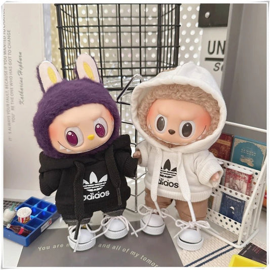 "Labubu 15/17cm Doll Clothing Set – Fashion Hoodie & Pants for V1/V2 Dolls, Korean Idol Trend DIY Outfit Gift" 👕🧸✨ - RELUX.STORE