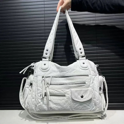 Ladies' fashion Y2K spicy girl retro vintage vintage vintage tote bag, large capacity vintage multi pocket shoulder bag - RELUX.STORE