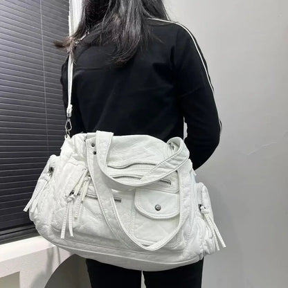 Ladies' fashion Y2K spicy girl retro vintage vintage vintage tote bag, large capacity vintage multi pocket shoulder bag - RELUX.STORE